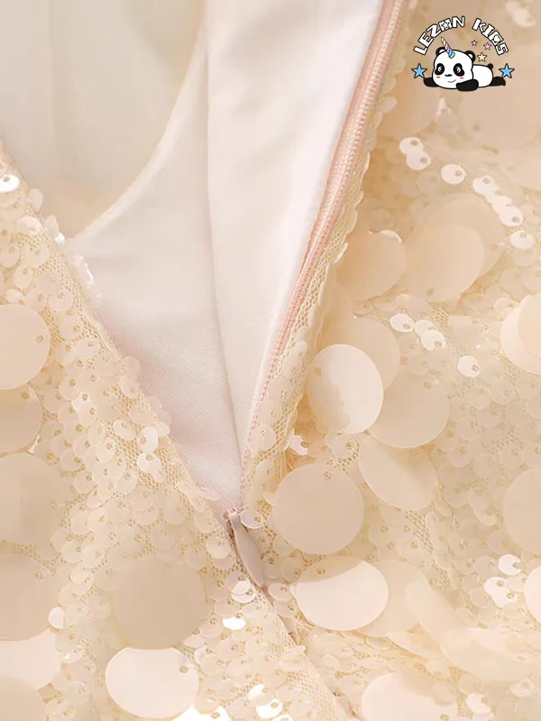 LEZONKIDS - New Product Explosion custom white sequin sleeveless frocks princess dress for girl